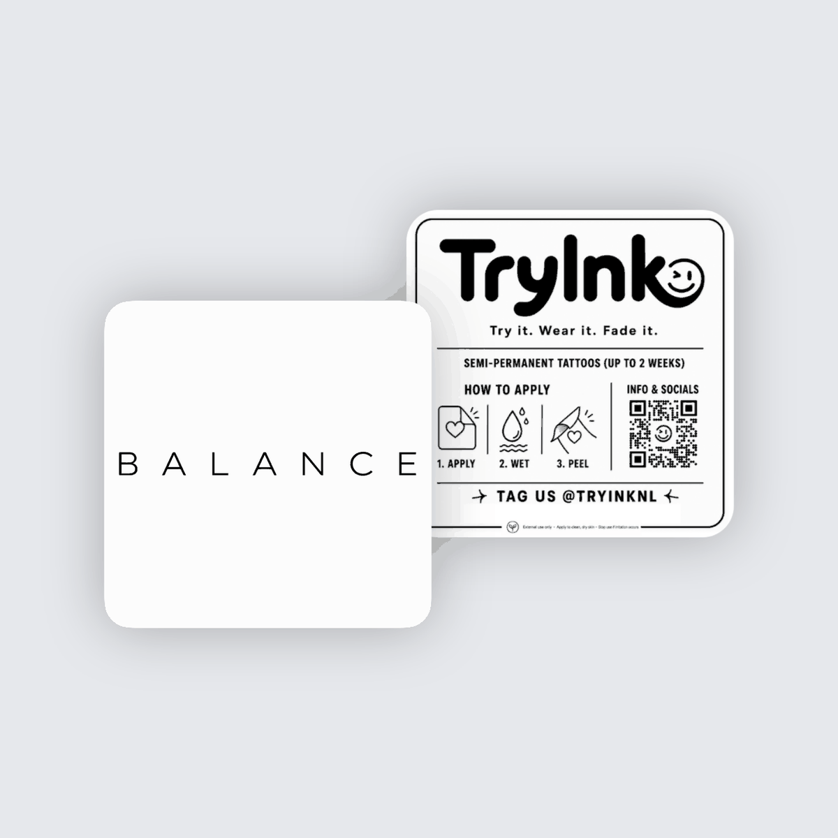 Balance semi-permanent tattoo presentation
