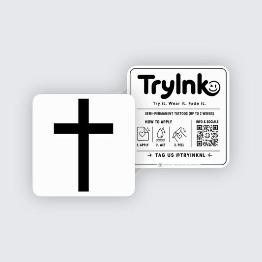 Cross semi-permanent tattoo presentation