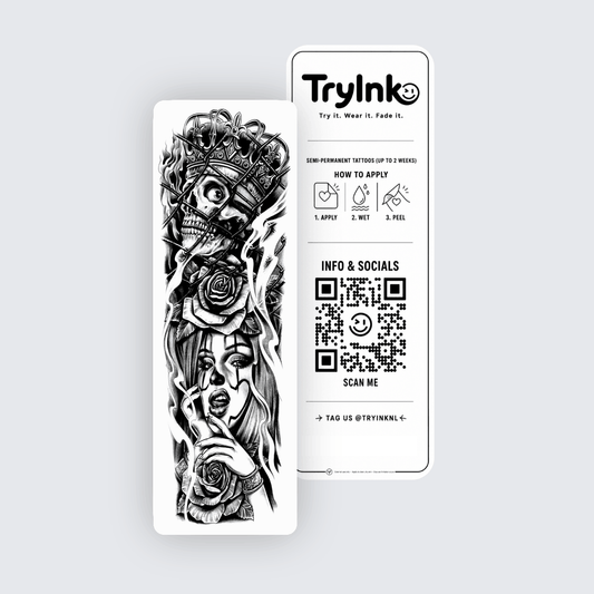Crowned semi-permanent tattoo presentation