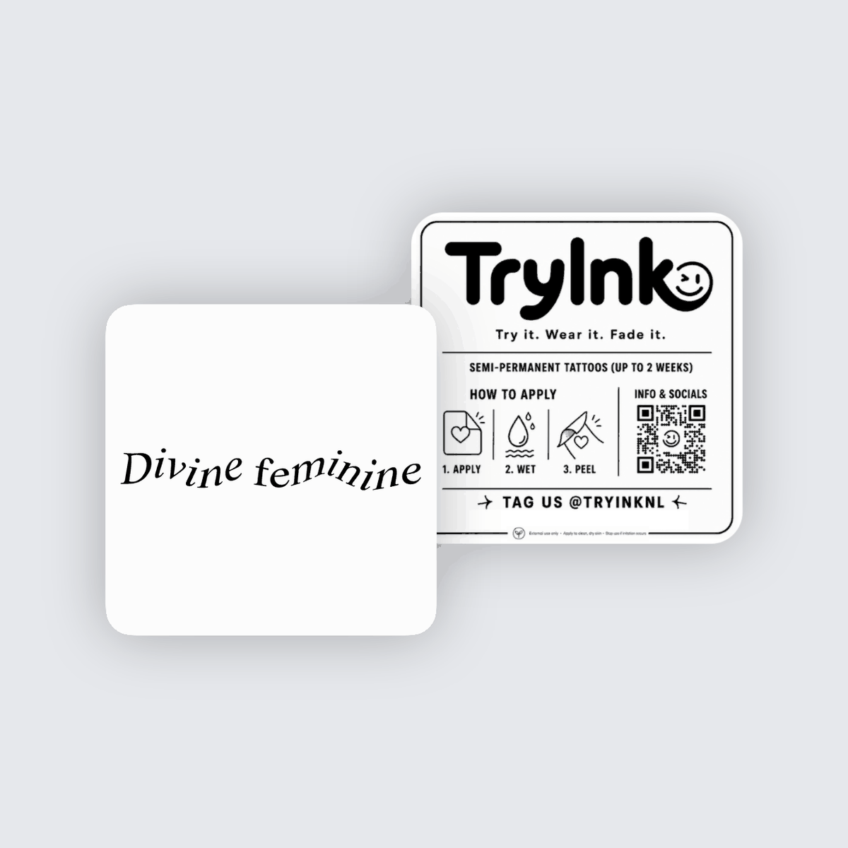 Divine Feminine semi-permanent tattoo presentation
