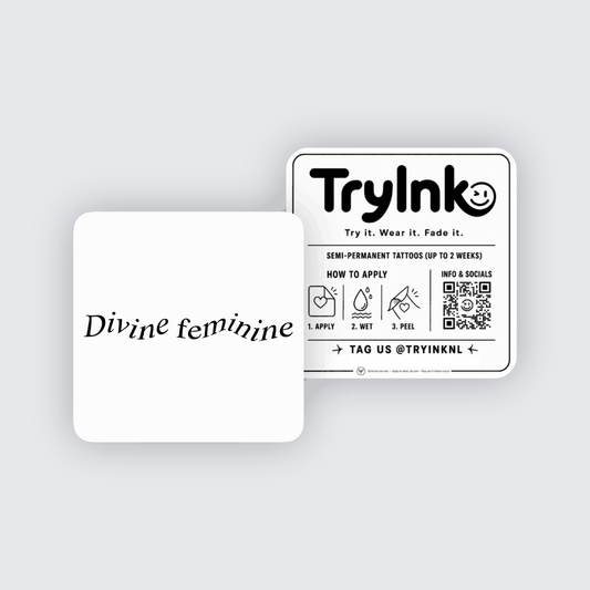 Divine Feminine semi-permanent tattoo presentation