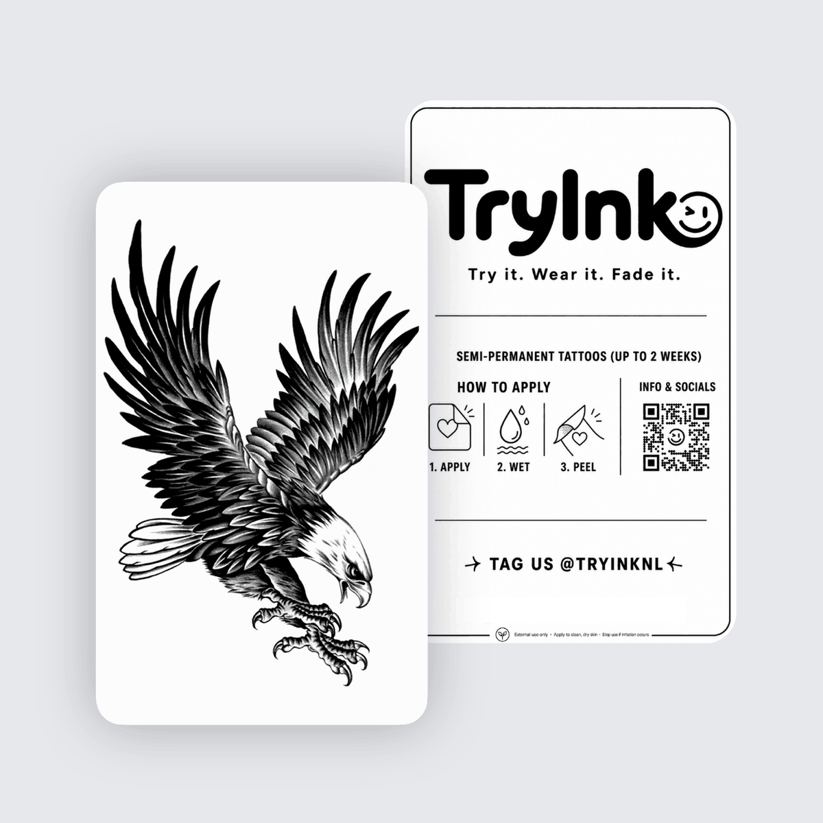 Eagle semi-permanent tattoo presentation