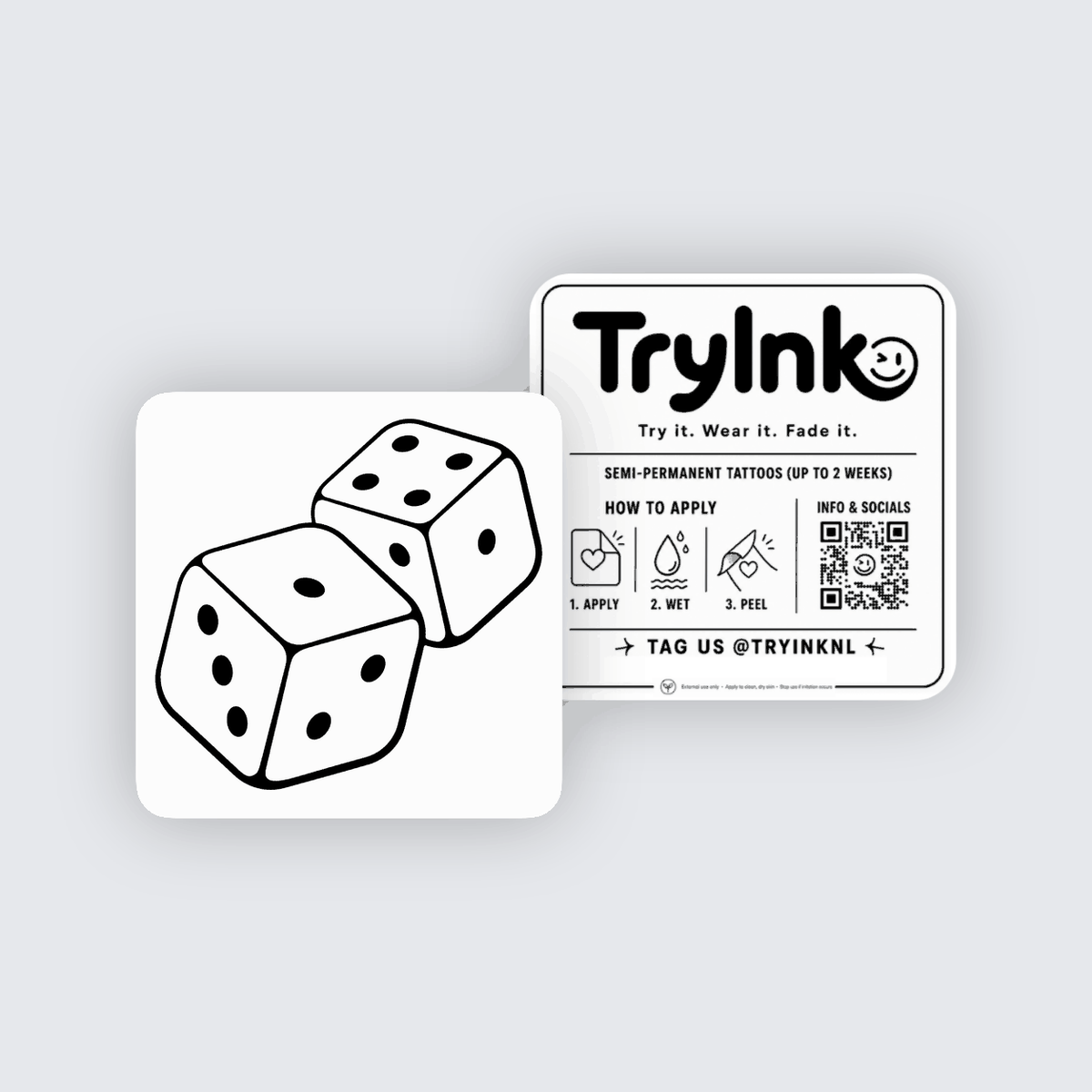 Fine Dices semi-permanent tattoo presentation