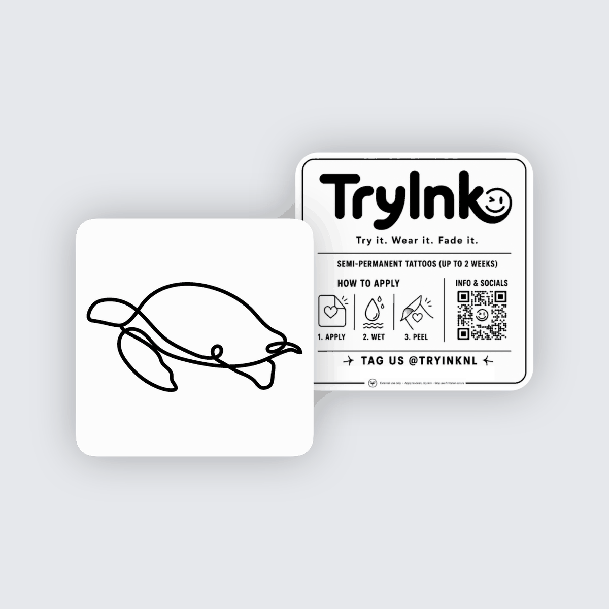 Fine Turtle semi-permanent tattoo presentation