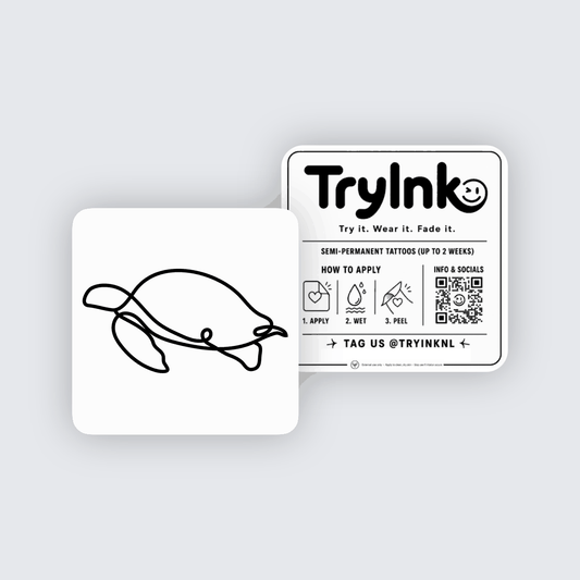 Fine Turtle semi-permanent tattoo presentation