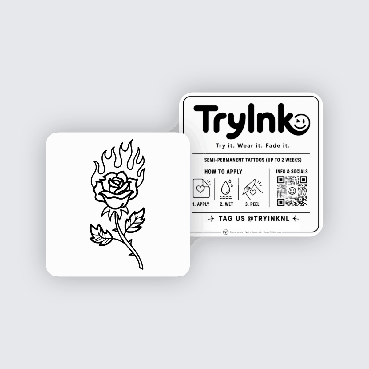 Firerose semi-permanent tattoo presentation