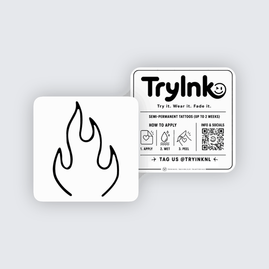 Flame semi-permanent tattoo presentation