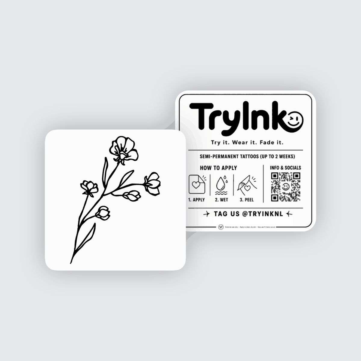 Floral semi-permanent tattoo presentation