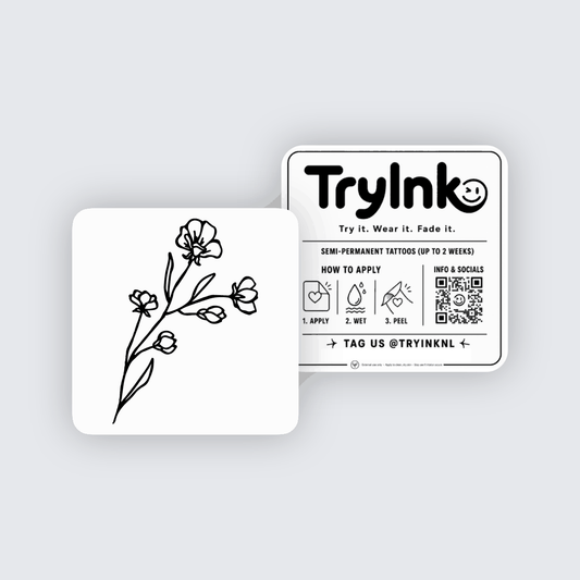 Floral semi-permanent tattoo presentation