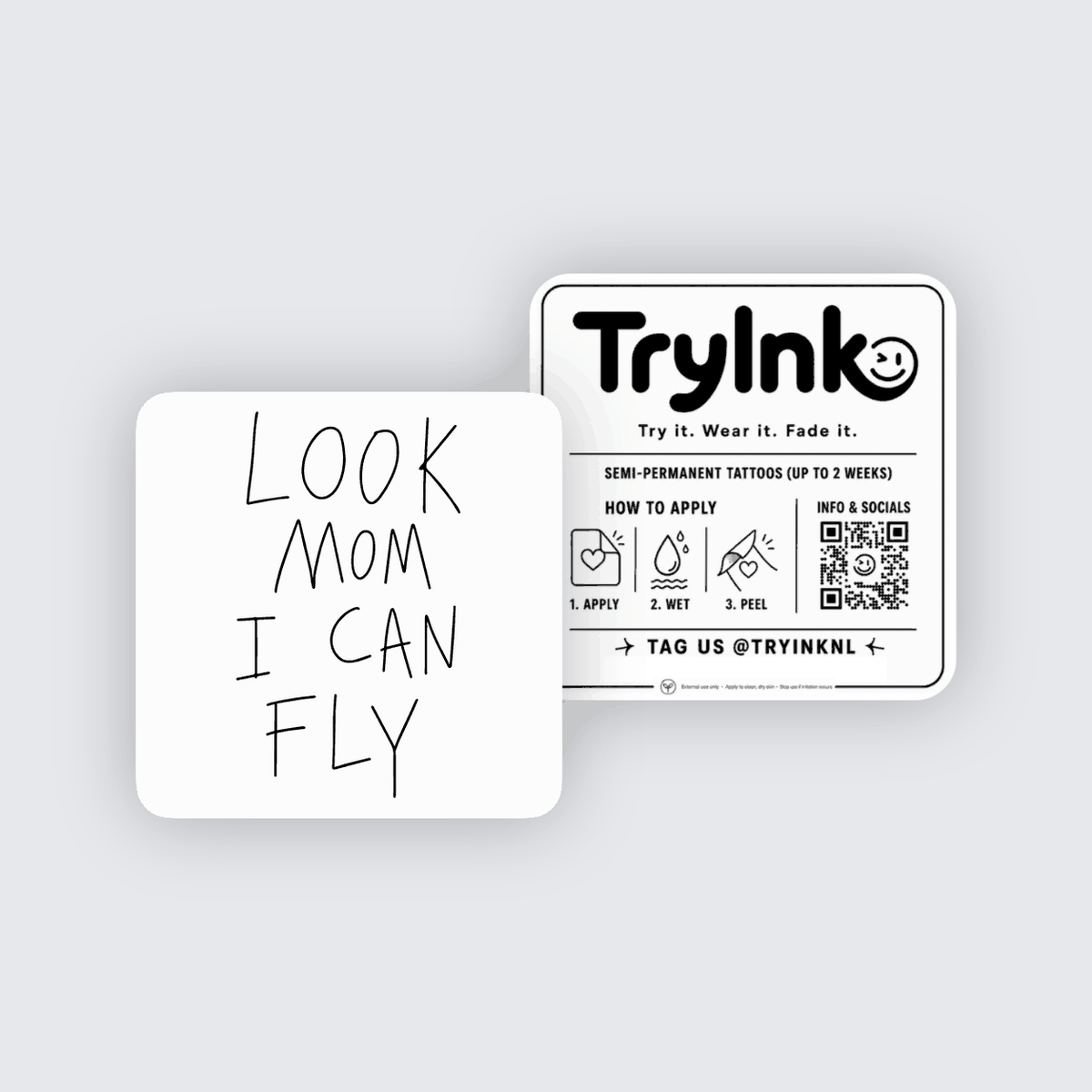 Look Mom semi-permanent tattoo presentation