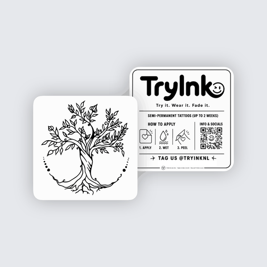 Naturalist Tree semi-permanent tattoo presentation