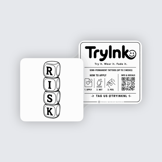 Risky Dice semi-permanent tattoo presentation