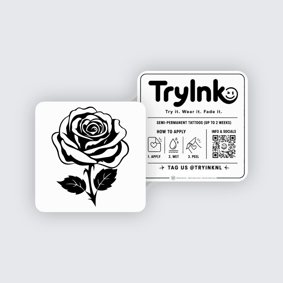 Rose semi-permanent tattoo presentation