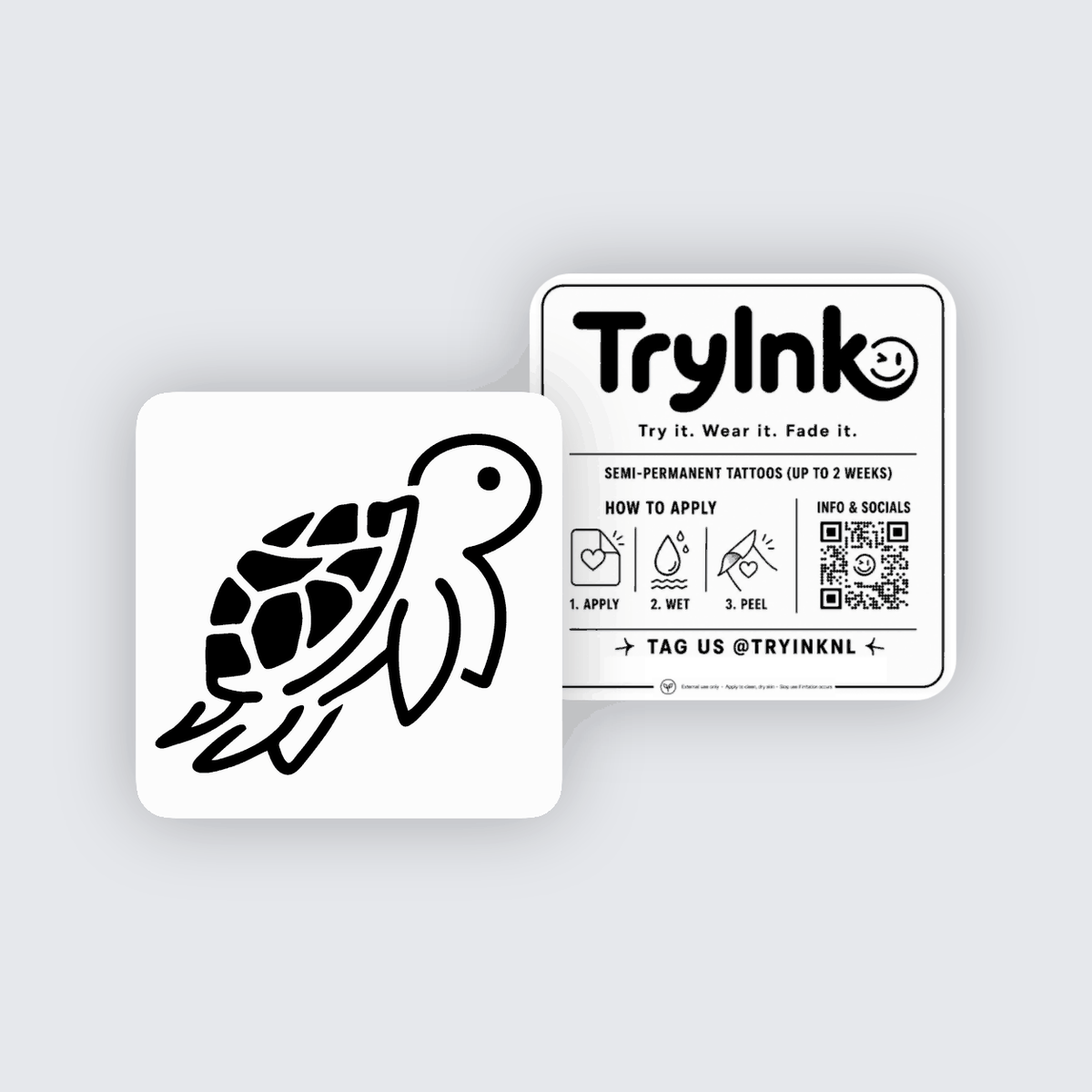Small Turtle semi-permanent tattoo presentation