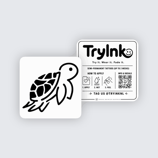 Small Turtle semi-permanent tattoo presentation