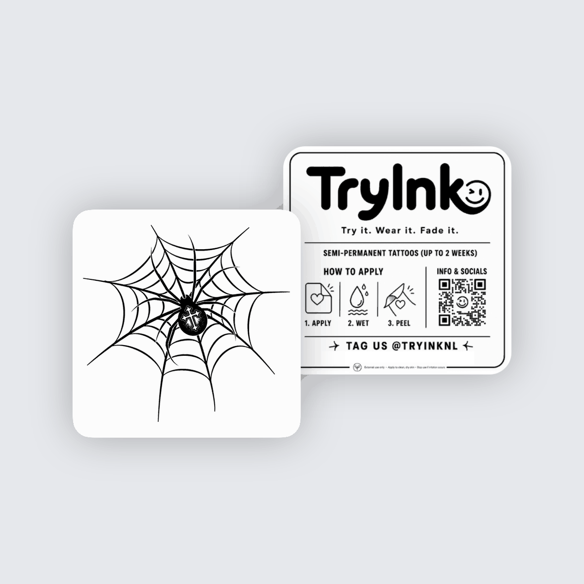 Spiderweb Spider semi-permanent tattoo presentation