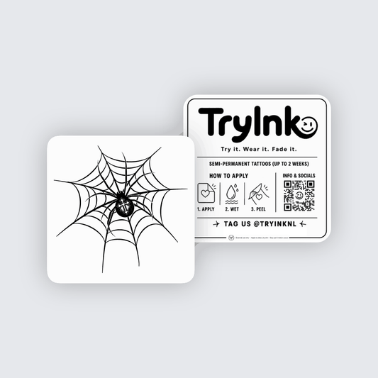 Spiderweb Spider semi-permanent tattoo presentation