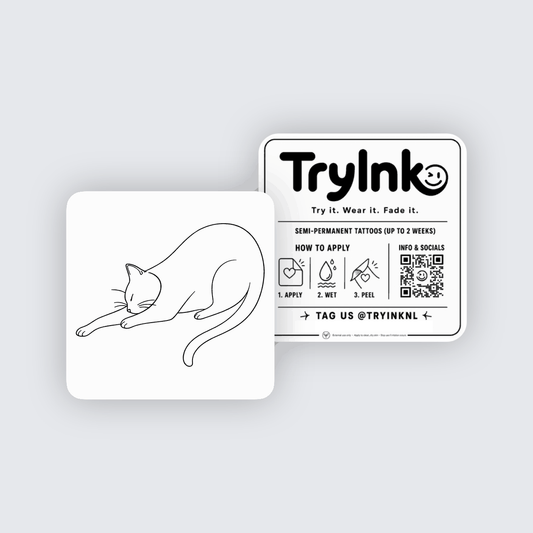 Stretchy Cat semi-permanent tattoo presentation