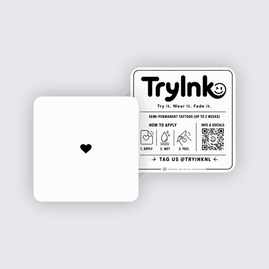 Tiny heart semi-permanent tattoo presentation