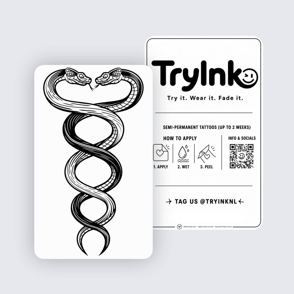 Twisted Snakes semi-permanent tattoo presentation