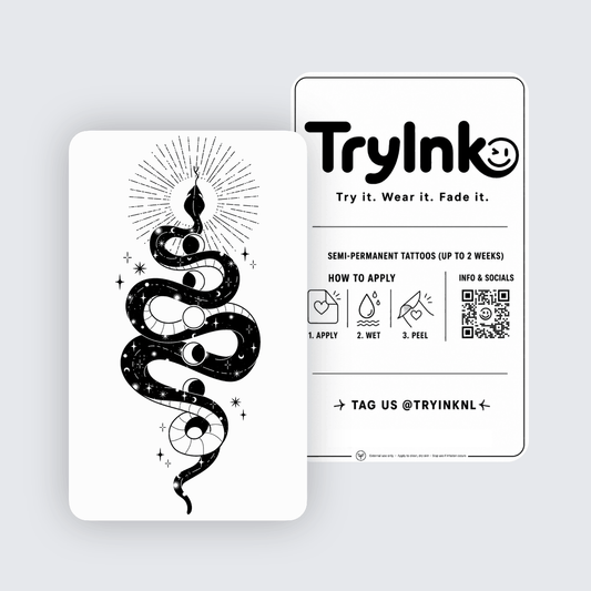 Universe Snake semi-permanent tattoo presentation