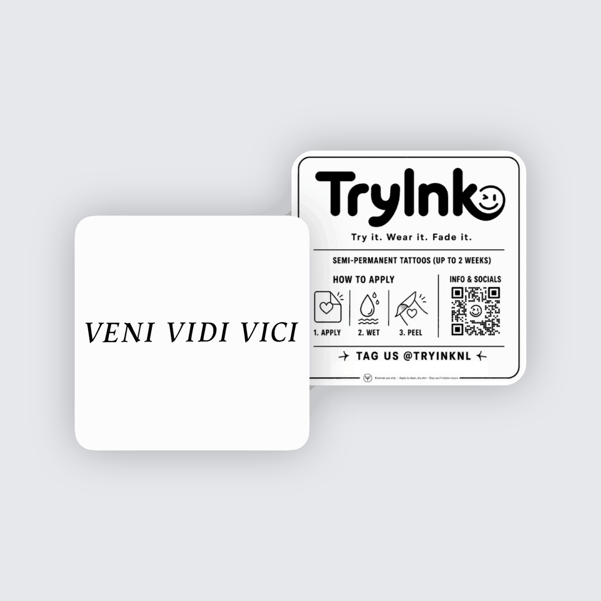 Veni Vidi Vici semi-permanent tattoo presentation