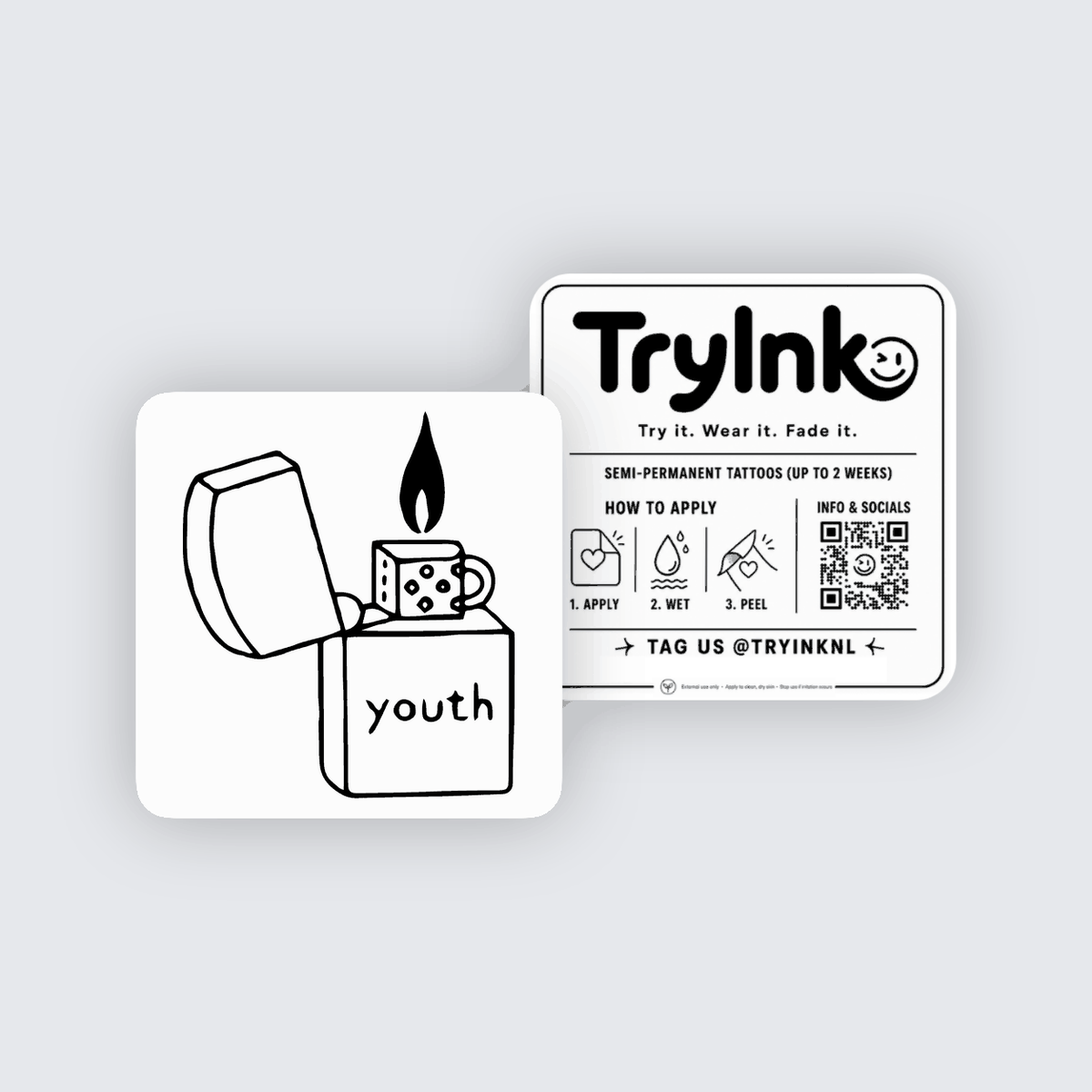 Youth Flame semi-permanent tattoo presentation